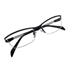 かっこいい 老眼鏡 シニアグラス リーディンググラス メンズ おしゃれ スタイリッシュ メタルナイロール ブラック 幅広 FLM001-2-3.0