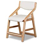 RIZKIZ 木製 キッズチェア 【ナチュラル×ホワイト】 学習椅子 成長に合わせて高さ調節 座面6段階 足置き4段階 ダイニングチェアにも