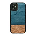 Man&Wood iPhone 12 mini ケース 木製 [ イエローポプラ 薄型 ウッド カバー 頑丈 ハイブリッド ストラップホール Qi充電 ワイヤレス充電 アイフォン 12 ミニ カバー ] Denim I19243i12【日本正規代