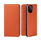 [HANATORA] iPhone12 Pro Max ケース 手帳型 本革 シュリンクカーフレザー スマホケース 耐衝撃 磁石不使用 マグネットなし ハンドメイド ギフトにも最適品 ダイアリーケース Edel 橙色 オレンジ PH-12ProM