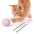 猫おもちゃ 猫ボール 猫じゃらし 電動 光るボール 自動回転 USB ストレス解消 運動不足予防(ピンク)