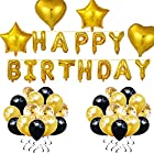 誕生日バルーン飾り付け 55件 Happy Birthday バルーン ハッピーバースデー ガーランド ハート型の風船黒と金の風船