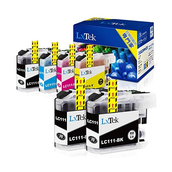 LxTek Brother用 ブラザー LC111-4PK インクカートリッジ 新着セール 6本セット 4色+2本BK LC111 大容量 説明書付 換 残量表示 2年保証 【SALE／92%OFF】 互 個包装