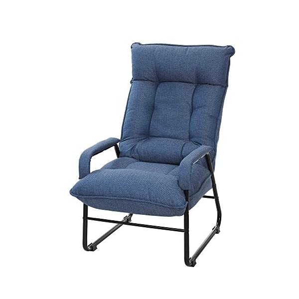 座椅子 脚付 高座椅子 1人掛けソファー 6段階リクライニング ブルー ポケットコイル+ウレタンフォーム IHBC-BL