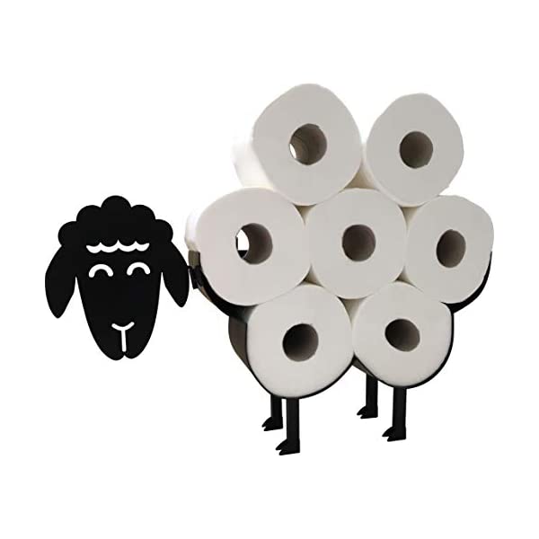かわいい黒い羊のトイレットペーパーロールホルダー クールで斬新な自立式または壁掛け式トイレットペーパー収納スタンドホルダー バスルームの床の装飾アクセサリー 最高のギフトアイデア すっきりした羊