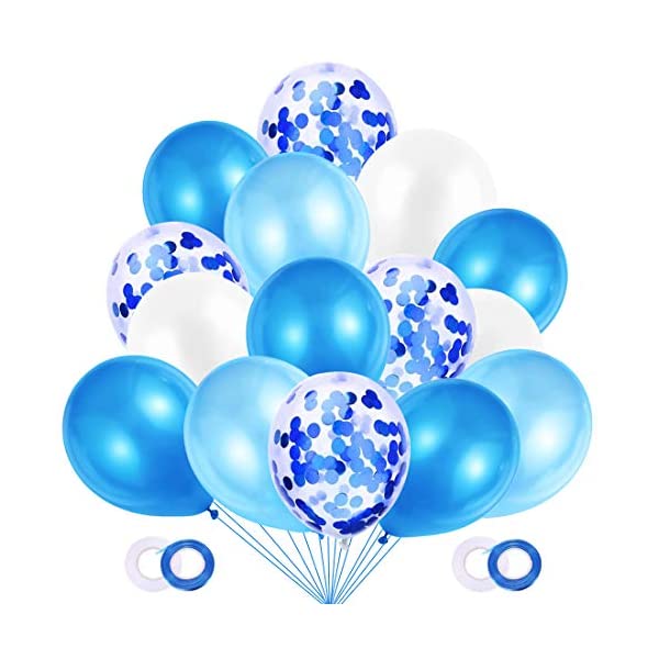 青と白のスパンコール風船 60個 12インチ誕生日装飾風船 ブライダルギフト 誕生日パーティー ベビーシャワー ブライダルシャワー バレンタインデー 結婚式の装飾に使用