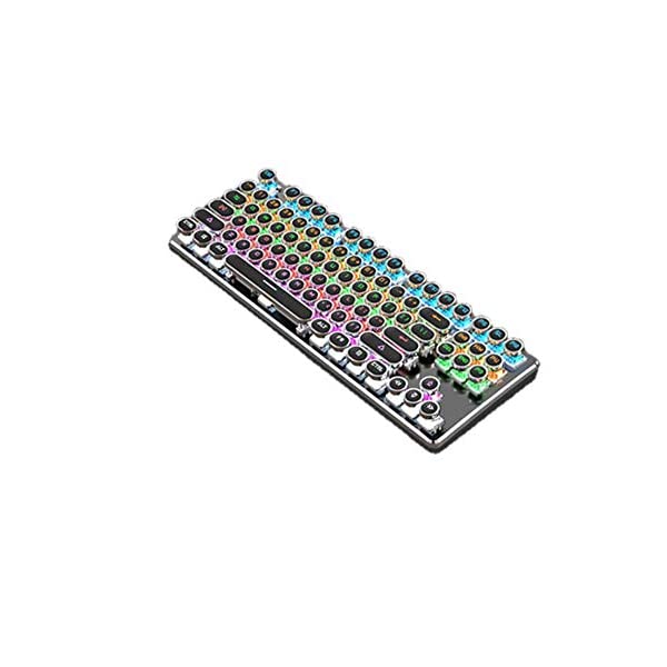 メカニカル式ゲーミングキーボード 青軸 バックライト タイプライター式 87キー 防水仕様 取り外し可能キーキャップ