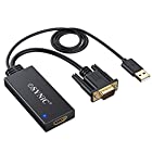 eSynic VGA to HDMI 変換ケーブル 1080P USB給電 音声入出力対応 金メッキ パソコン ラップトップに対応