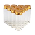 Jarvials無料配送12個40mlアルミ製の金蓋透明ガラス瓶，よく密閉された貯蔵ボトルお茶、丸薬、小物、液体などの保管，party、喫茶店、結婚式、ホリデーギフトdiy 最良の選択 (40ml, 金色)