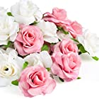 Kesote 造花 バラ インテリア 50個 4㎝ 手作り ローズ 薔薇 花のみ 白とピンク 結婚式 二次会 お誕生日会 イベント プレゼント 飾り付けに