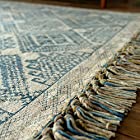 サヤンサヤン キリム柄 手織り ラグ カーペット ジェミニ 200x250 3畳 ブルー インド綿