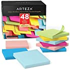 ARTEZA 3x3インチ付箋、48パッド、1パッドあたり100枚、バルクパック、アソートカラー、再接着可能、きれいに剥がせる、リマインダー、学習、オフィス、学校、家庭用