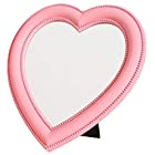 [クイーンビー] 卓上 スタンド ミラー 鏡 ハート 型 デザイン おしゃれ かわいい インテリア 壁 掛け 女の子 化粧 メイク アップ コンパクト プレゼント (ピンク)