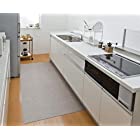 サンコー 拭けるキッチンマット はっ水 ずれない ブラウン 90×180cm ずれない 幅広 おくだけ吸着 KQ-93(日本製 180)