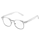 Cyxus（シクサズ）ブルーライトカットメガネ（半フレーム）pcメガネ UVカット パソコン用メガネ 紫外線防止 輻射防止 視力保護 目の疲れを緩和する お洒落 透明レンズ 男女兼用（クリア）