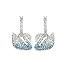 Swarovski スワロフスキー Iconic Swan ブルークリスタル とシルバーロジウム・コーティング ピアス 2 cm