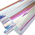 透明な虹色PVCシートコスプレパフォーマンスアクセサリーパーティー装飾用ホログラフィック防水合成皮革厚さ0.1mm 11.8X53.1