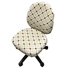 [DauStage] 選べる 13色 オフィスチェアカバー 椅子カバー オフィス用 事務椅子 チェアカバー 伸縮素材 マイクロファイバークロス付き 12，チェックブラウン