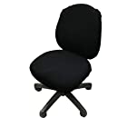 [DauStage] 選べる 13色 オフィスチェアカバー 椅子カバー オフィス用 事務椅子 チェアカバー 伸縮素材 マイクロファイバークロス付き 01，ブラック