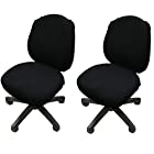 [DauStage] 選べる 13色 オフィスチェアカバー 椅子カバー オフィス用 事務椅子 チェアカバー 伸縮素材 マイクロファイバークロス付き 21，ブラック 2脚