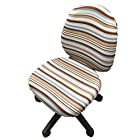 [DauStage] 選べる 13色 オフィスチェアカバー 椅子カバー オフィス用 事務椅子 チェアカバー 伸縮素材 マイクロファイバークロス付き 10，ボーダーブラウン