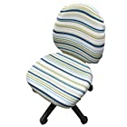[DauStage] 選べる 13色 オフィスチェアカバー 椅子カバー オフィス用 事務椅子 チェアカバー 伸縮素材 マイクロファイバークロス付き 11，ボーダーグリーン