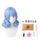 耐熱コスプレウィッグ 二番目の城 レミリア 変装 cosplay wig +おまけ5点 専用ネットと櫛付 ピンクのヘアブラシ付 ヘアピンとメモパッド付 (ブルー)