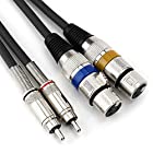 MOBOREST 2XLR - 2RCA 2本ペア 変換ケーブル, マイク＆オーディオケーブル XLRキャノンプラグ - RCAプラグ RCAピン 高音質 HI-FI 接続ケーブル (2RCA-2XLRメス-3メートル)