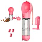 ウォーキングのための犬旅行水ボトル-300 ml携帯型ペットの水筒は食糧箱のごみ袋を持ってシャベルを掃除することができて、多機能分離可能なデザイン食品級材料にはBPAは含まれていません (Pink)