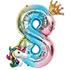 deerzon 誕生日 飾り付け ユニコーン バルーン セット 女の子 風船 装飾 バースデー パーティー 星 スター (数字「8」)