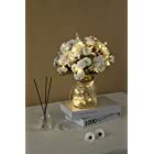 白の造花 ガラス花瓶付き LEDムードライト インテリア飾り テーブルのセン ターピース フラワーアレンジメント ホームオフィス、結婚式飾り物