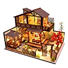 CuteBee DIY木製ドールハウス、林栖谷居、ミニチュアコレクション、LEDライト、オルゴール、プレゼント、電池AA*2必要 (P002-C)