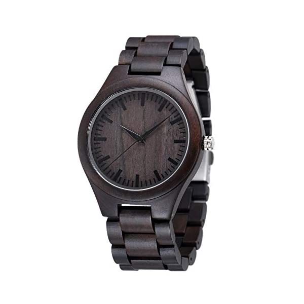 腕時計 木製 Shifenmei S55 軽量 黒檀木 メンズ クオーツウォッチ 日本製 木製腕時計 レディース 金属アレルギー対応 黒 木製