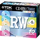 TDK CD-RWデータ用700MB 4倍速カラーミックス 5mm厚ケース入り10枚パック [CD-RW80X10CCS]