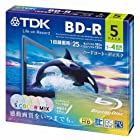 TDK 録画用ブルーレイディスク BD-R 25GB 1-4倍速 5色カラーミックス ワイドプリンタブル対応 5枚 5mmスリムケース BRV25PWMB5A