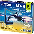 TDK 録画用ブルーレイディスク BD-R 25GB 1-4倍速 ゴールドディスク 5枚パック 5mmスリムケース BRV25B5A