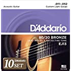 D'Addario ダダリオ アコースティックギター弦 80/20ブロンズ Custom Light .011-.052 EJ13 x 10セット 【国内正規品】