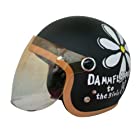 ダムトラックス(DAMMTRAX) バイクヘルメット ジェット フラワー 艶消し黒 レディースサイズ(57CM~58CM)