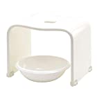 クーアイ(Kuai) アクリル バスチェア＆ボウルセット 風呂椅子 洗面器 セット Mサイズ 高さ26cm モダンシリーズ (ホワイト)