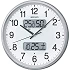 セイコークロック 掛け時計 銀色メタリック 直径35.0x5.2cm 電波 アナログ カレンダー 温度 湿度 表示 KX383S