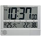 セイコー クロック 掛け時計 置き時計 兼用 電波 デジタル プログラム機能 カレンダー 六曜 温度 湿度 表示 大型 薄型 軽量 銀色 メタリック SQ434S SEIKO