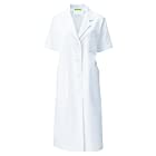 医療ユニフォーム 白衣 レディス診察衣S型 半袖 ホワイト KAZEN アプロン L 122-30
