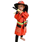 (ADOSSY) 子ども 消防士 コスプレ ハロウィン 6点セット コート 帽子 消火器 斧 トランシーバー ホース 衣装 イベント 男の子