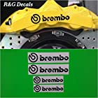 R&G Brembo 6ピストン& 4ピストン高温ブレーキキャリパーデカールステッカー4枚セット（ブラック）