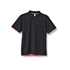 [グリマー] 半袖 4.4オンス ドライ レイヤード ポロシャツ [ポケット付] 00339-AYP ブラック×ホットピンク L (日本サイズL相当)