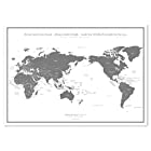 ミニマルマップ 世界地図 シンプル で おしゃれ な インテリア ワールド マップ (A2, グレー)