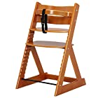 ベビーチェア 木製椅子 ハイチェア 14段階調節可能 安全ベルト付き 幅45×奥行50.5×高さ78cm チェリーブラウン