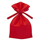 ラッピング 袋 10枚 リボン付き 巾着袋 W240×H282/400 おしゃれ 不織布 大 クリスマス(赤)