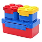 積み重ね可能 ランチボックス 弁当箱 容器 サラダボックス Oxford キャラクター（オックスフォード） ブロック ブリック おしゃれ 子供 キッズ 家族用 ピクニック旅行に (レッド、イエロー、ブルー Total 3 Pack)