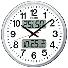 セイコー クロック 掛け時計 電波 アナログ カレンダー 温度 湿度 表示 銀色 メタリック KX237S SEIKO